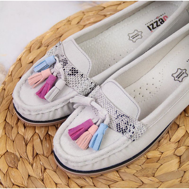 Evento Mokasyny z frędzlami Jezzi W JEZ328B szare 2