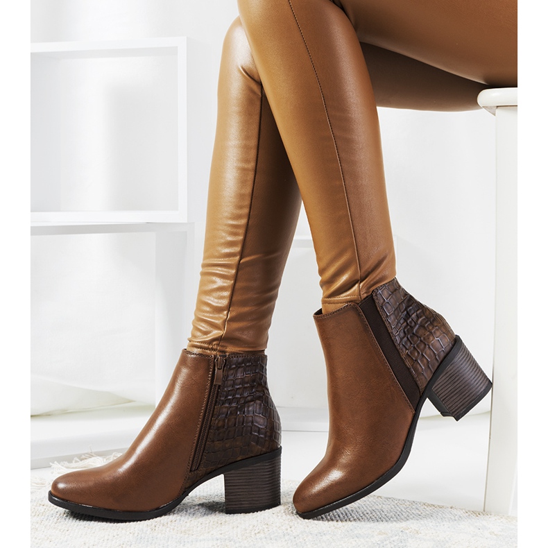 Brązowe botki ocieplane Villa 1