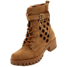 M.Daszyński Workery ażurowe wiązane Daszyński MR1813-33A beżowe beżowy 3