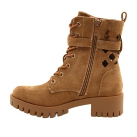 M.Daszyński Workery ażurowe wiązane Daszyński MR1813-33A beżowe beżowy 1