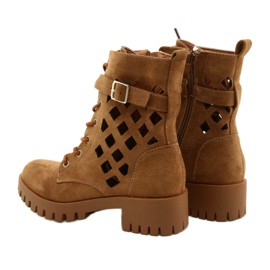 M.Daszyński Workery ażurowe wiązane Daszyński MR1813-33A beżowe beżowy 4