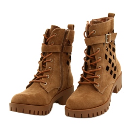 M.Daszyński Workery ażurowe wiązane Daszyński MR1813-33A beżowe beżowy 2