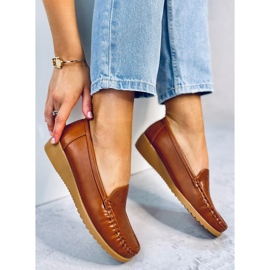 Mokasyny damskie ażurowe Cukki Camel brązowe 1