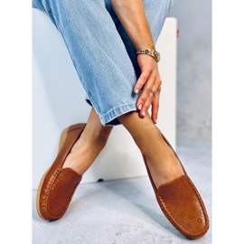 Mokasyny damskie ażurowe Cukki Camel brązowe 2