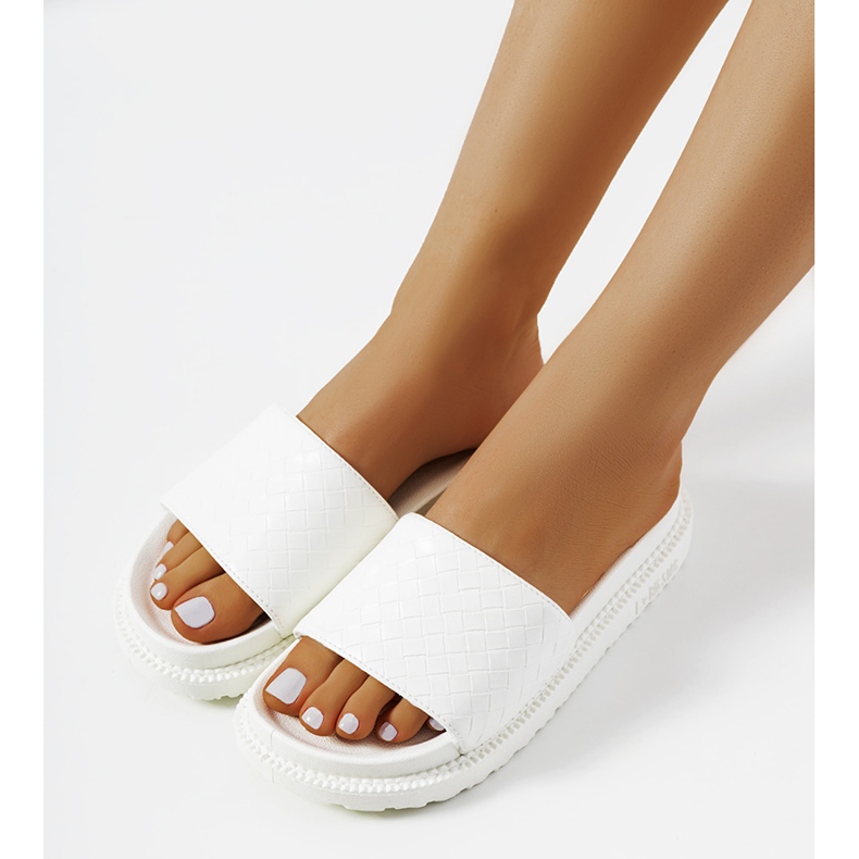 Białe klapki na platformie Big Star HH274683 1