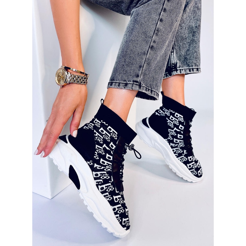 Botki skarpetkowe za kostkę Helti Black czarne 2