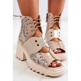 Skórzane Botki Na Suwak Maciejka 05321-04 Beżowe beżowy 1