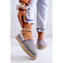 Materiałowe Espadryle Wsuwane Big Star JJ274876 Szare 1