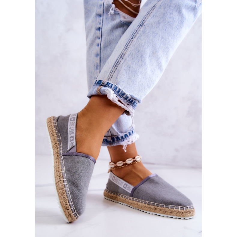 Materiałowe Espadryle Wsuwane Big Star JJ274876 Szare 2