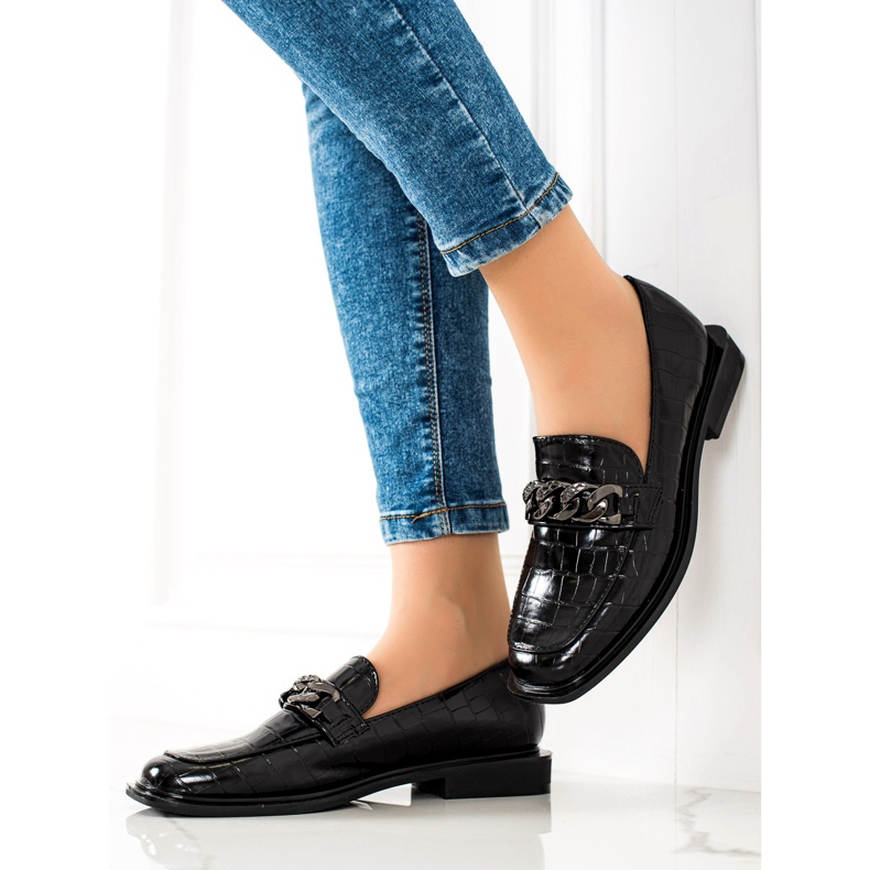 S. BARSKI Eleganckie Mokasyny S.BARSKI czarne 1