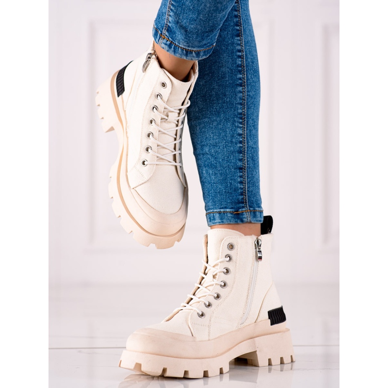 S. BARSKI Traperki na platformie S.Barski beżowy 1