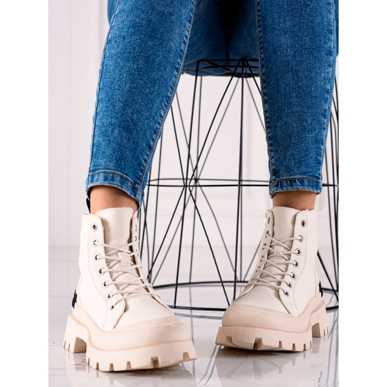 S. BARSKI Traperki na platformie S.Barski beżowy 2