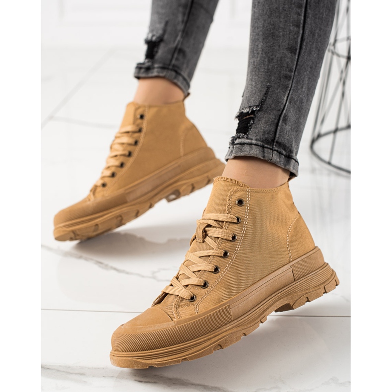 Forever Folie Camelowe Trampki Na Platformie brązowe 1