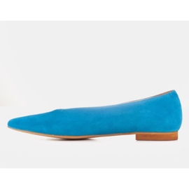 Marco Shoes Błękitne baleriny z naturalnego zamszu niebieskie 4