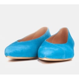Marco Shoes Błękitne baleriny z naturalnego zamszu niebieskie 1