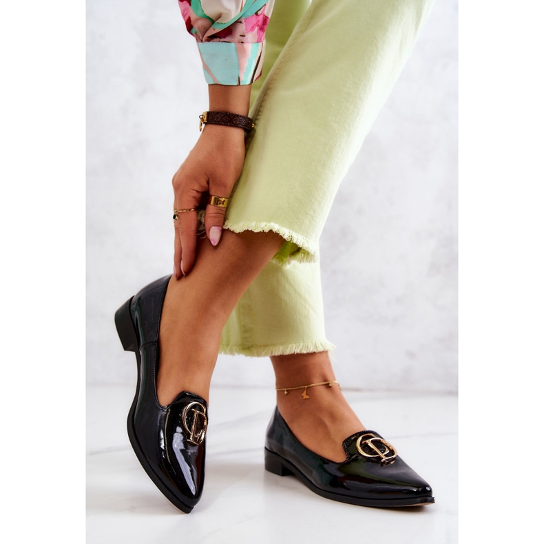 Damskie Lakierowane Mokasyny Lordsy Nicole 2712/035 Czarne 2