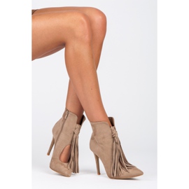 Comer Modne Botki Z Frędzlami brązowe 2