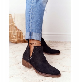 PS1 Ażurowe Botki Z Wycięciami Czarne Clever 2