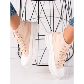 TRENDI Wygodne Trampki Na Platformie beżowy 1