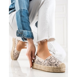 Bestelle Espadryle Na Platformie Snake Print beżowy 2