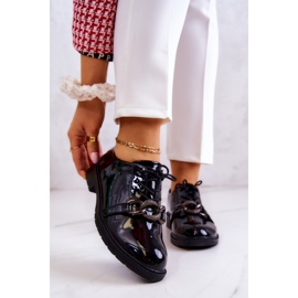 S.Barski Lakierowane Półbuty Wiązane Z Ozdobą Czarne Larosa 1