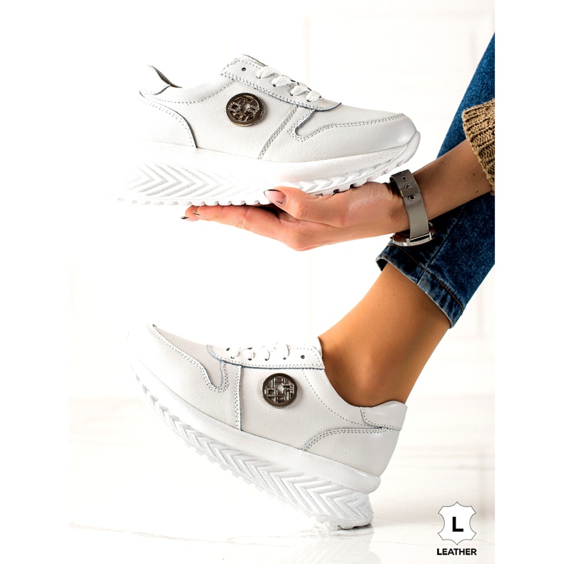 Buty Sportowe damskie wiązane Filippo DP3547/22 WH Białe srebrny 1