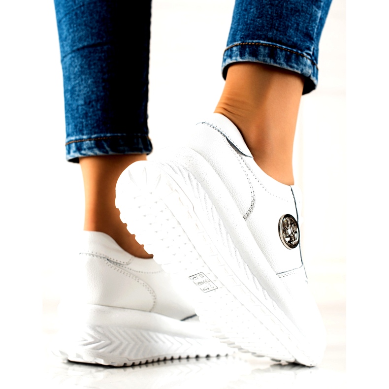 Buty Sportowe damskie wiązane Filippo DP3547/22 WH Białe srebrny 3