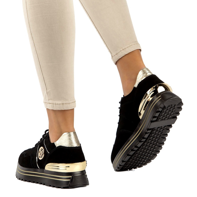 Skórzane Sneakersy Filippo DP3538/22 BK GO czarne 2