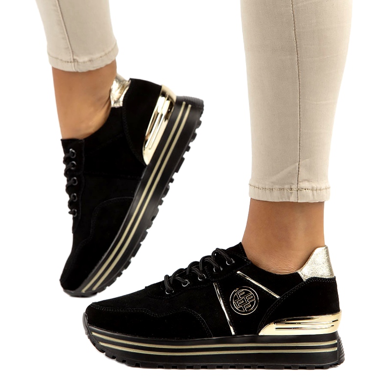 Skórzane Sneakersy Filippo DP3538/22 BK GO czarne 1