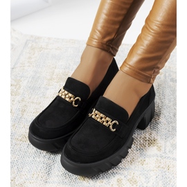Czarne Mokasyny na grubej podeszwie Jeri 1