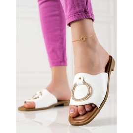 W. Potocki Białe Klapki Z Ozdobą Potocki 2