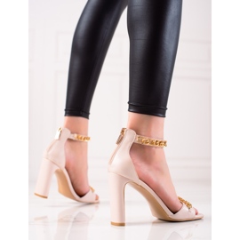 W. Potocki Eleganckie Sandały Potocki beżowy 2