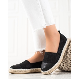 TRENDI Czarne Espadryle Z Brokatem 1