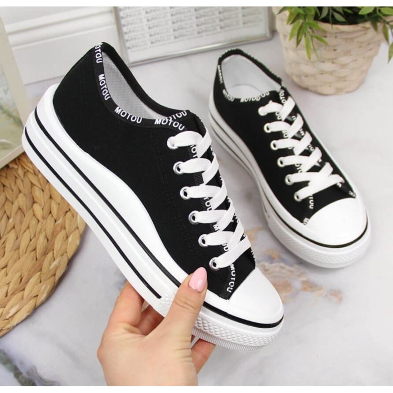 Trampki na platformie S.Barski W OLI156A czarne 1