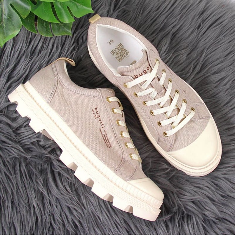 Trampki na paltformie Bugatti W INT1721 beżowe beżowy 2