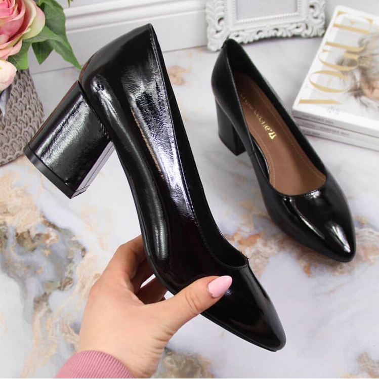 Czółenka na słupku Serio Leone W SK358C czarne 1