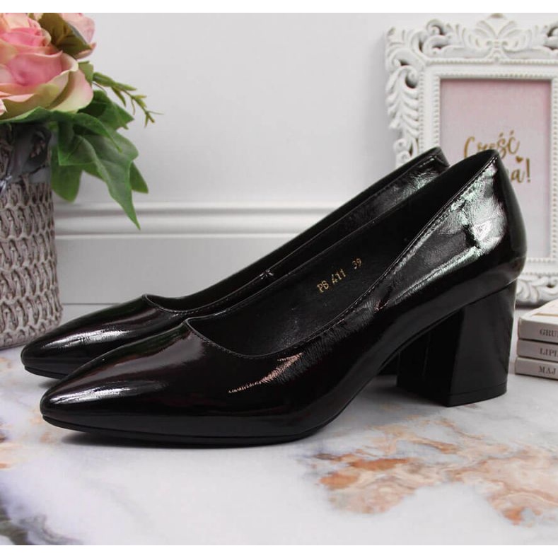 Czółenka na słupku Serio Leone W SK358C czarne 2