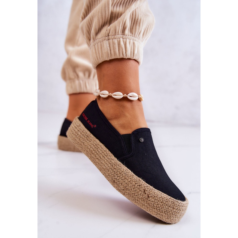 Damskie Espadryle Na Platformie Cross Jeans JJ2R4015C Czarne 2