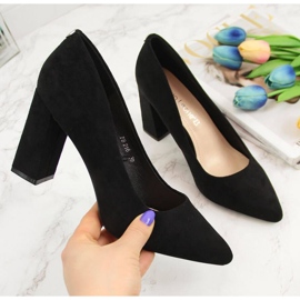 Czółenka na słupku zamszowe Sergio Leone W SK316A czarne 1