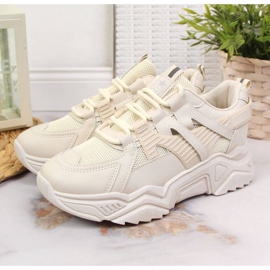 Sneakersy na koturnie News W EU649B beżowe beżowy 2