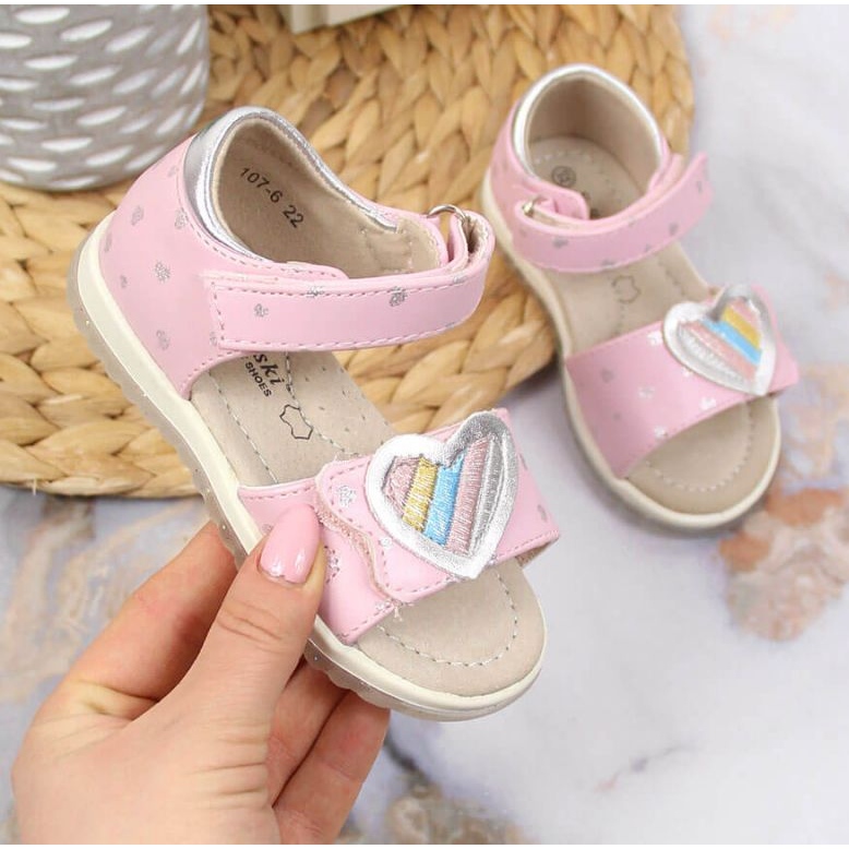 S. BARSKI Sandały na rzepy S.Barski Jr OLI152B różowe 1