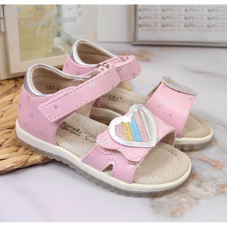 S. BARSKI Sandały na rzepy S.Barski Jr OLI152B różowe 2