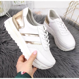 Sneakersy skórzane na platformie Filippo W PAW328A białe 1