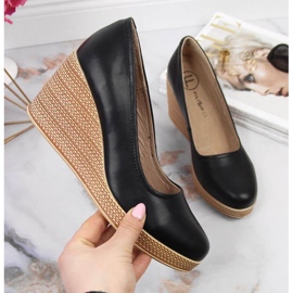 Czółenka skórzane na koturnie Filippo W PAW339A czarne 1