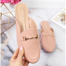 Klapki zabudowane z ozdobą Vinceza W JAN103B różowe 1