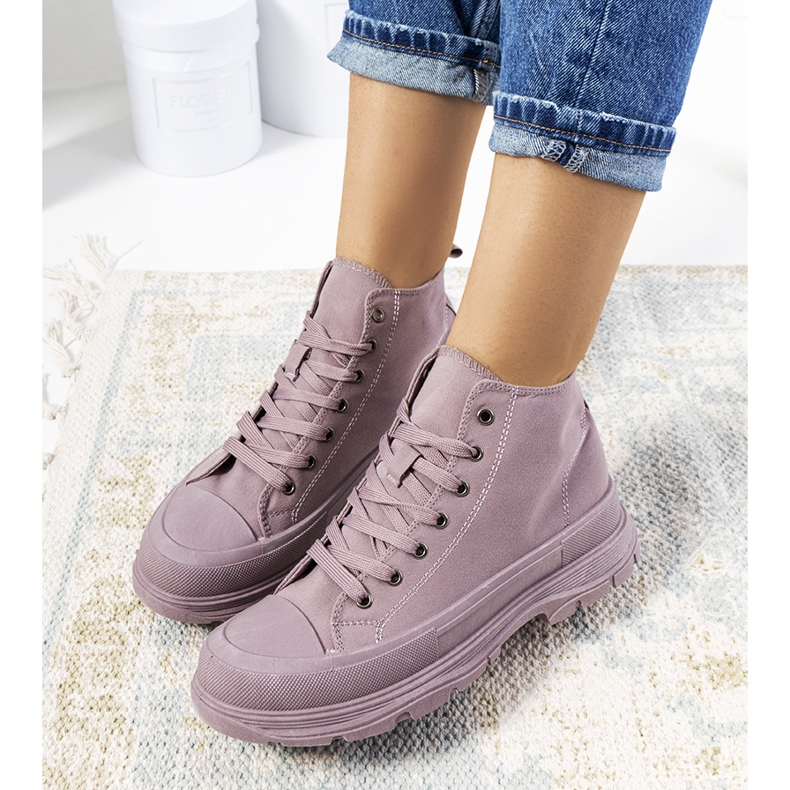 Fioletowe trampki za kostkę na platformie Boyes 1