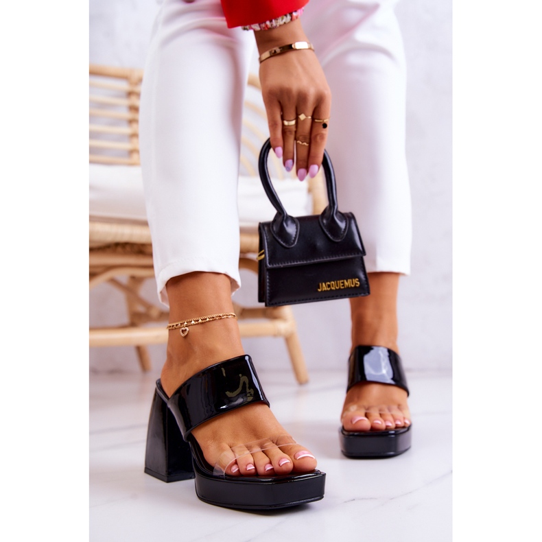 FM1 Lakierowane Klapki Na Słupku Czarne Seattle 1