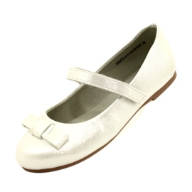 Miss Dziewczęce balerinki z kokardą srebrne srebrny 3