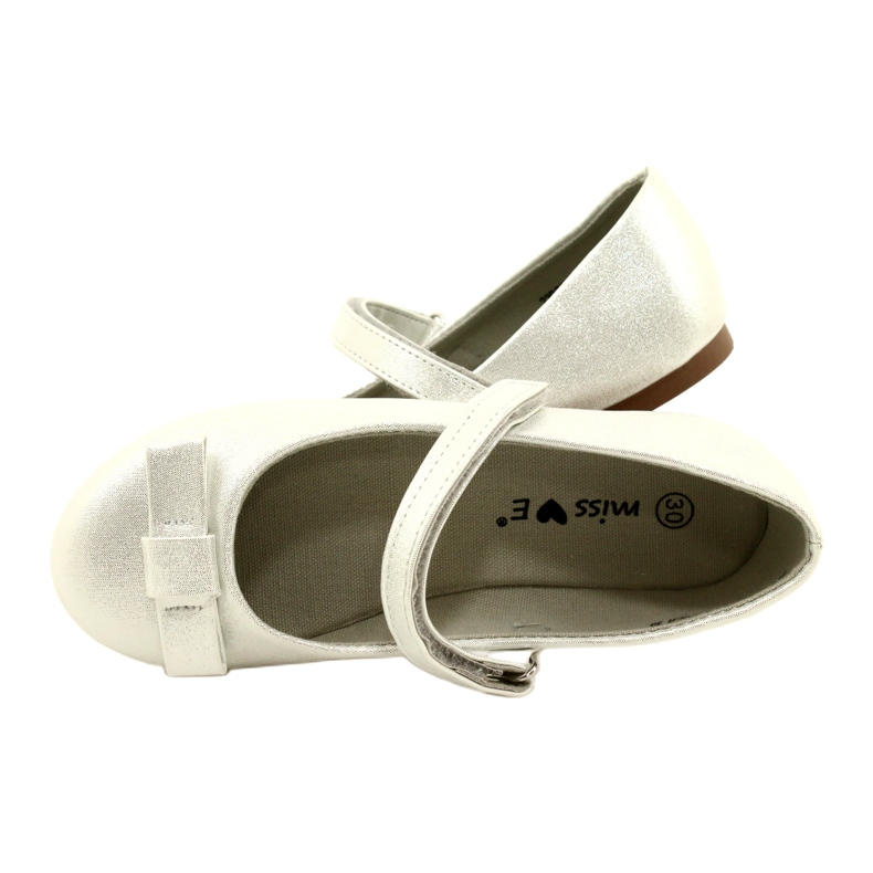 Miss Dziewczęce balerinki z kokardą srebrne srebrny 4