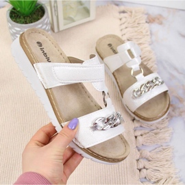 Klapki na rzep z łańcuchem połyskujący Inblu W ARC11 biały białe 1